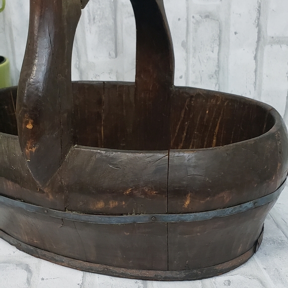 Large Antique 19th Century Chinese Wooden Rice Bucket - Picture 4 of 14